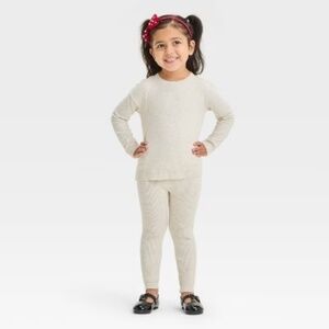 Cat & Jack Toddler Girls' Sweater Pullover & Leggings Set - Oatmeal 3T